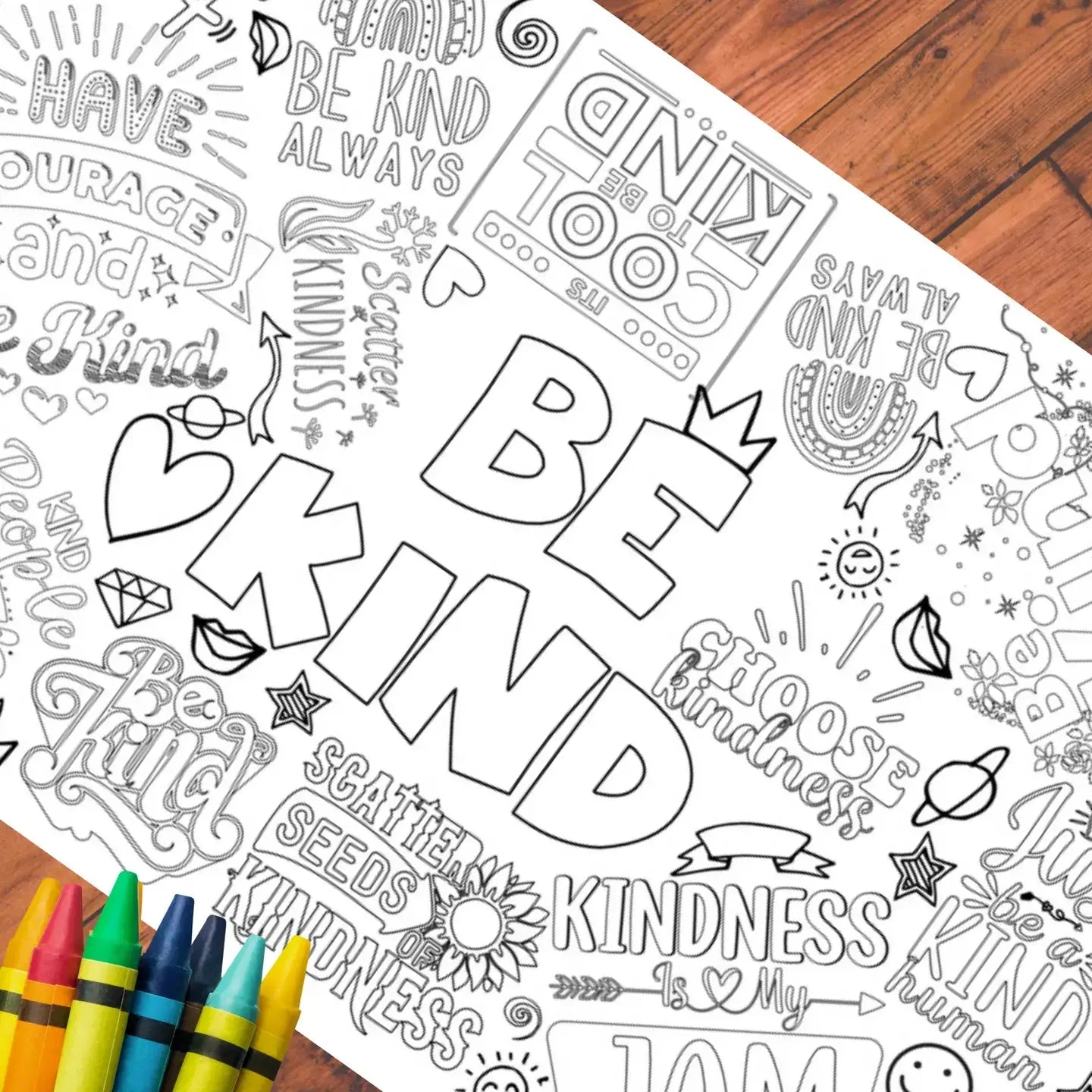 Be Kind Coloring Tablecloth Seaside-Montessori