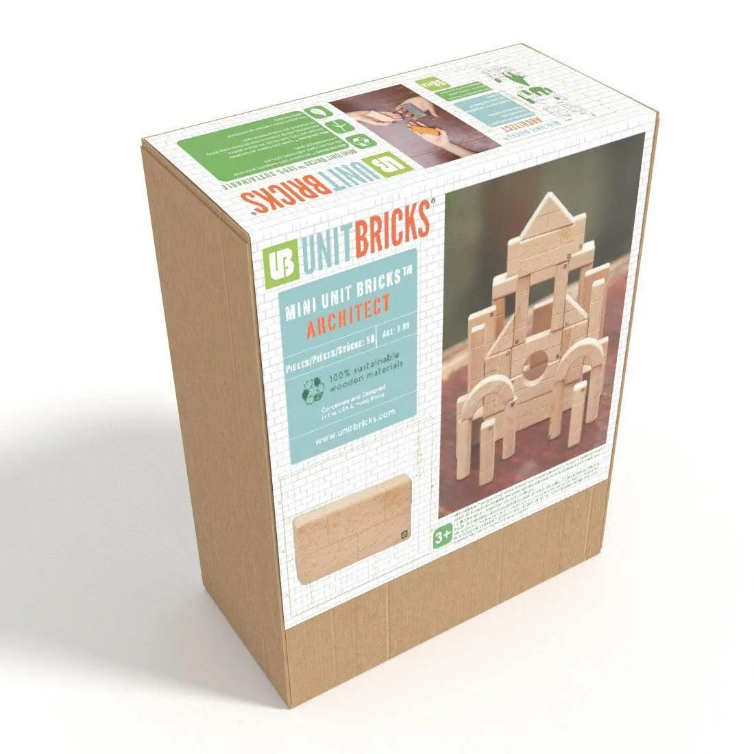 UNIT BRICKS 58 pcs Mini Unit Bricks Wooden Building Set for age 3+ Periwinkle Eros