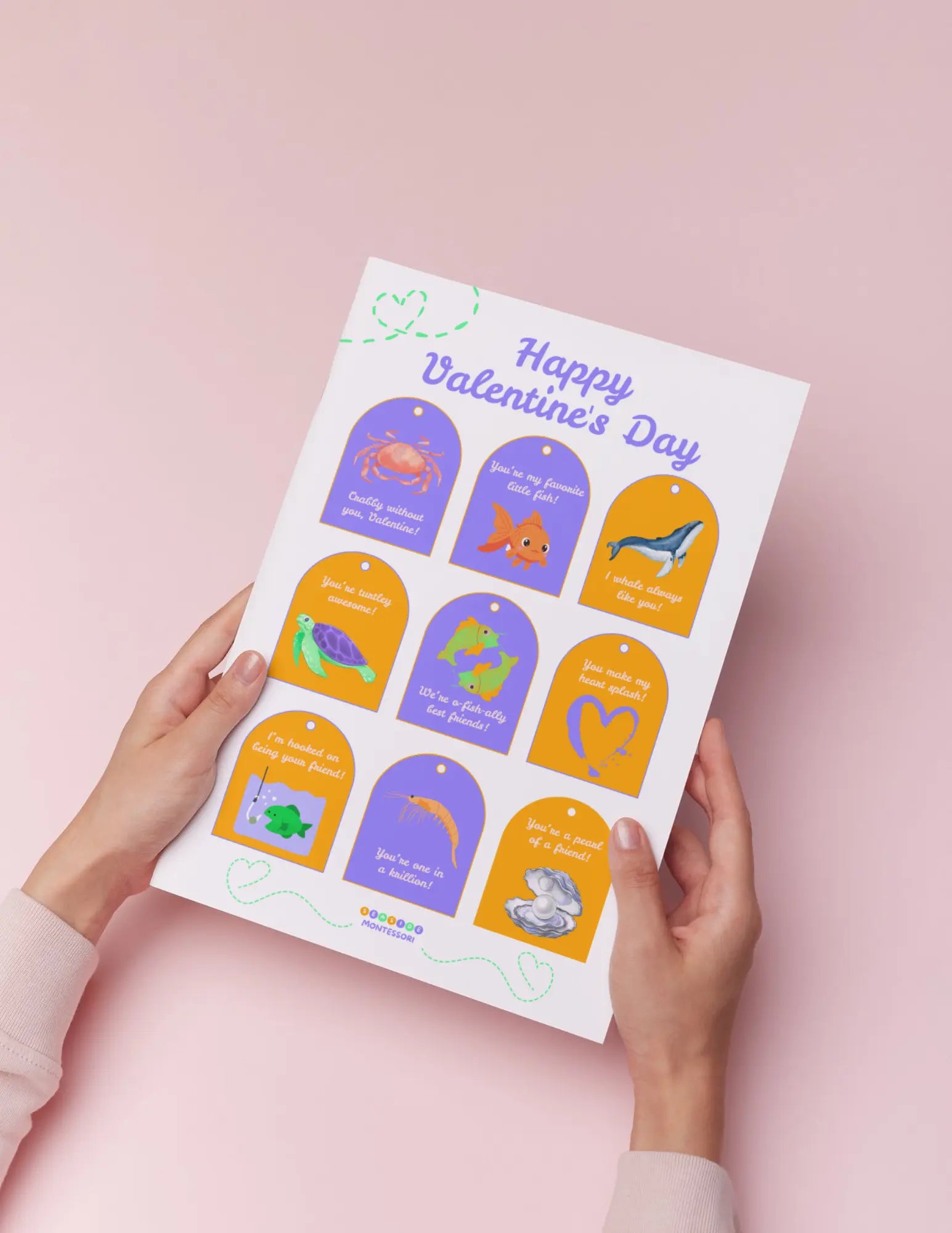 Free Printable: Seaside Valentine Classroom Cards Seaside-Montessori