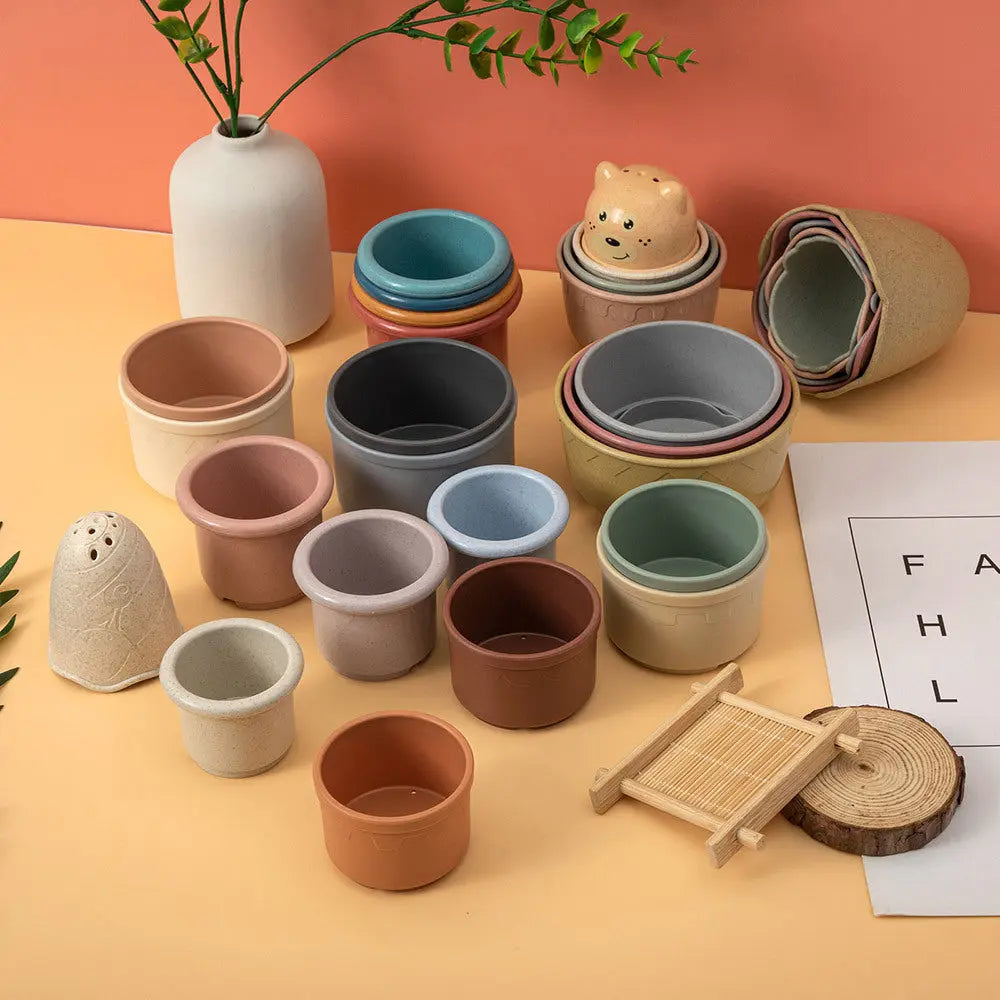 Silicone Stackable Cups Seaside-Montessori