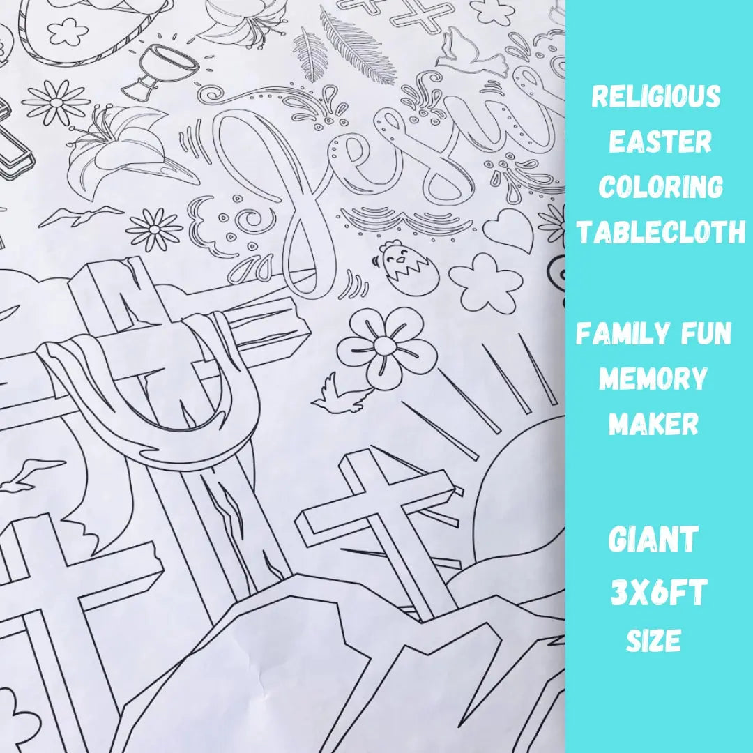 Religious Easter Coloring Tablecloth Seaside-Montessori