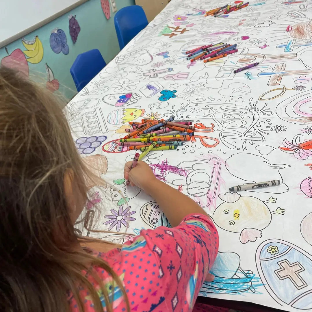 Religious Easter Coloring Tablecloth Seaside-Montessori