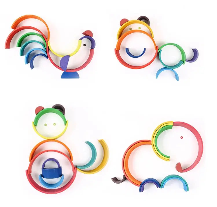 Wooden Rainbow Wonder Blocks - Seaside-Montessori