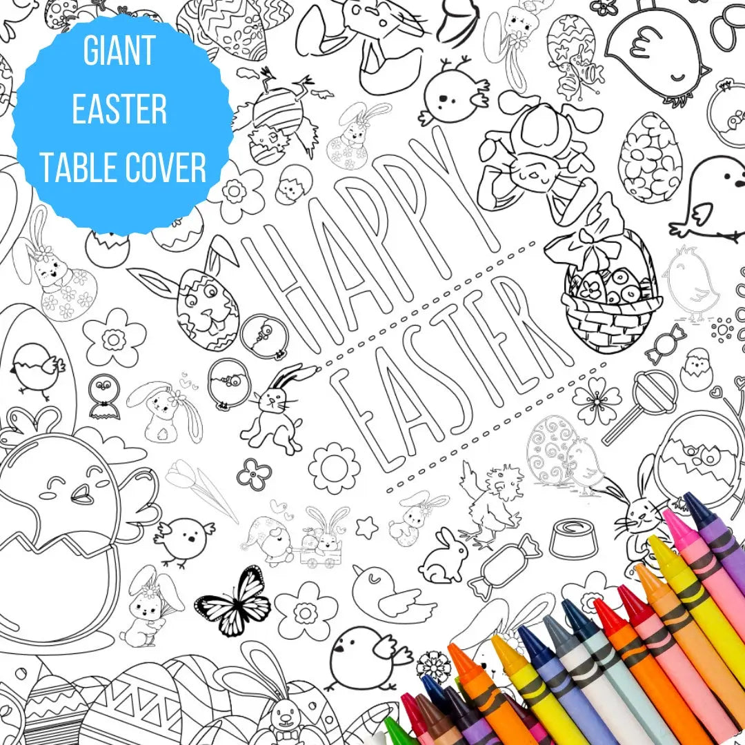 Kids Easter Coloring Tablecloth Activity Seaside-Montessori