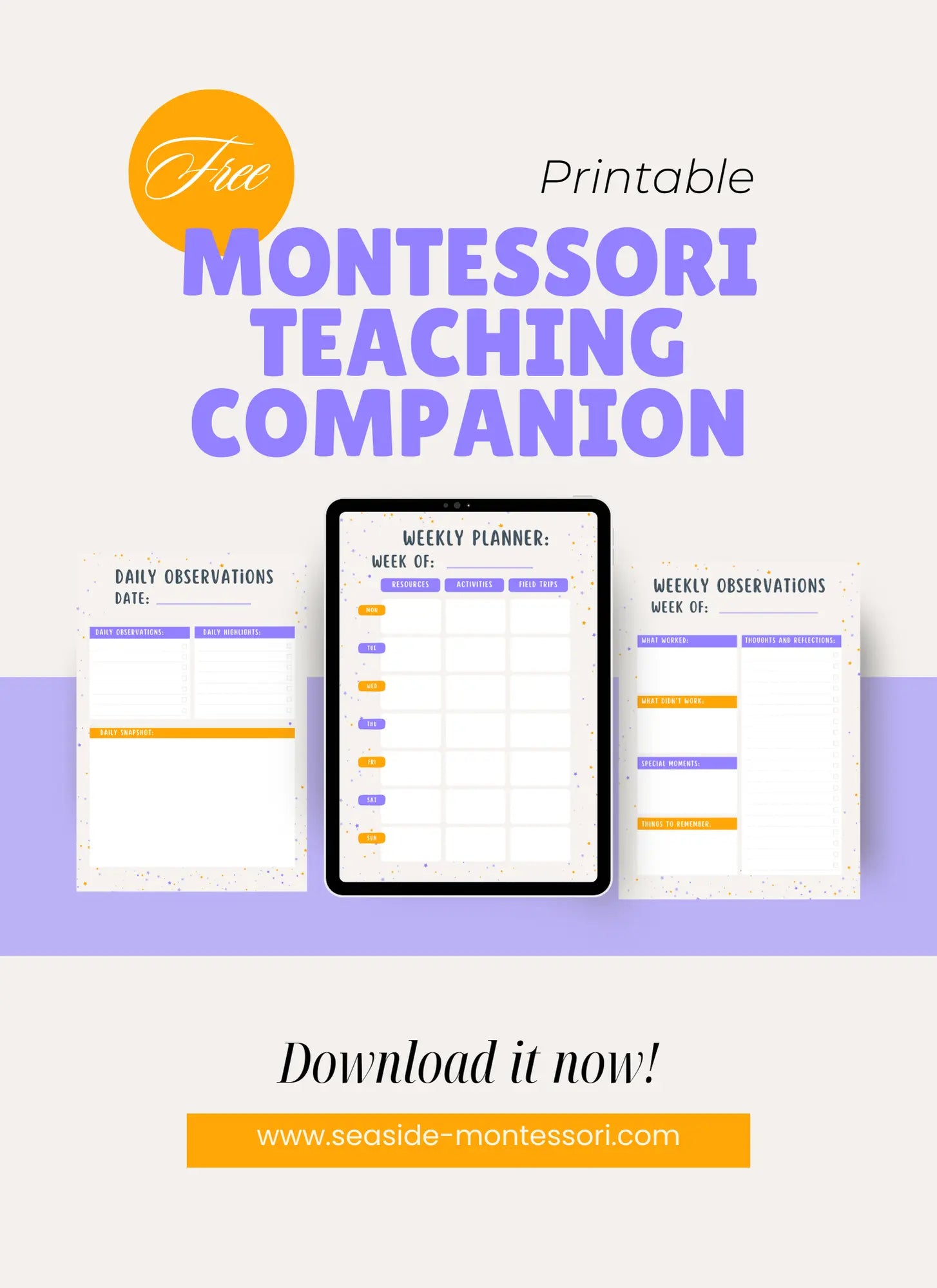 Montessori Teaching Companion – Planning & Observation Sheets (Digital Download) Seaside-Montessori