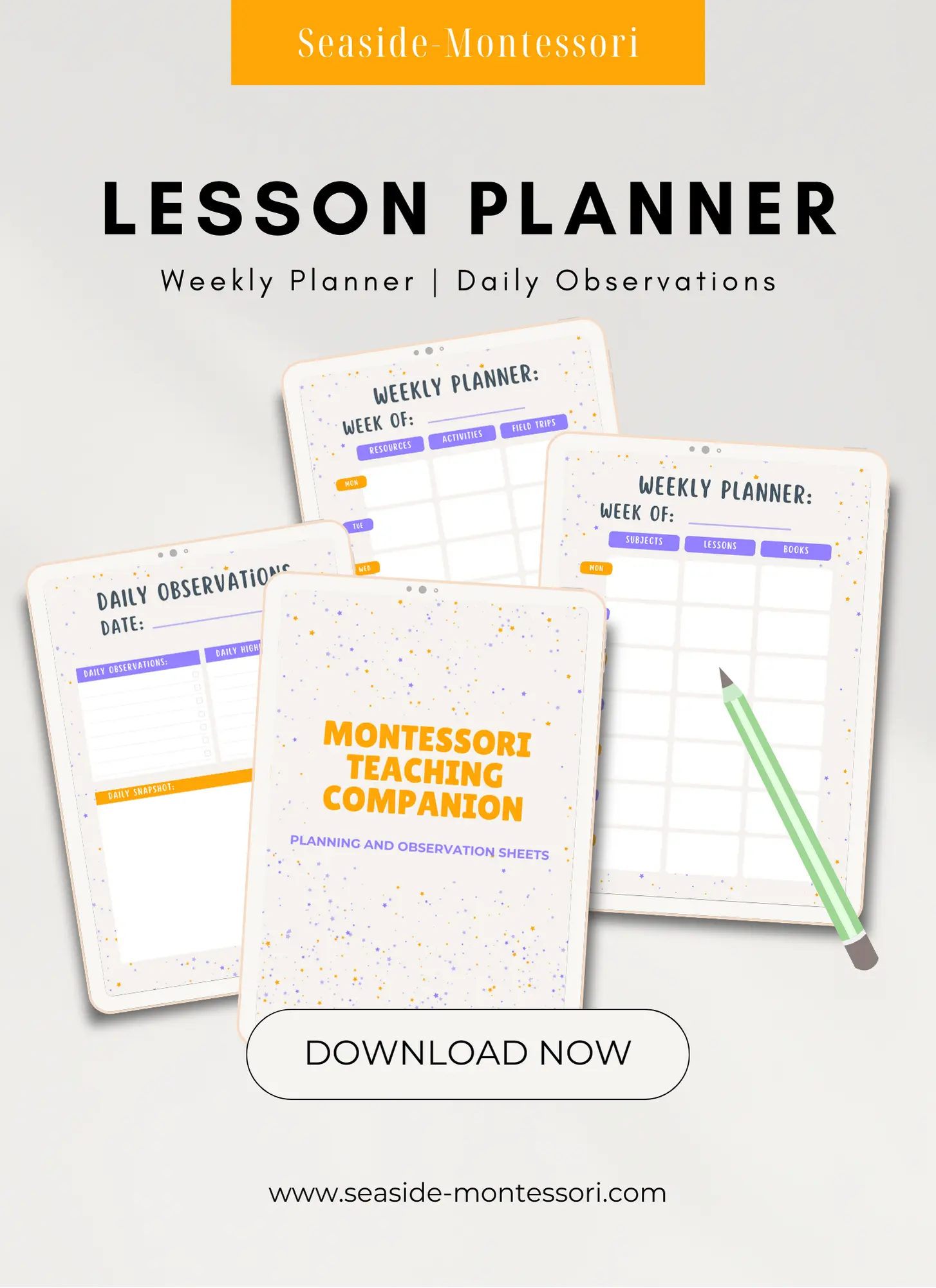Montessori Teaching Companion – Planning & Observation Sheets (Digital Download) Seaside-Montessori