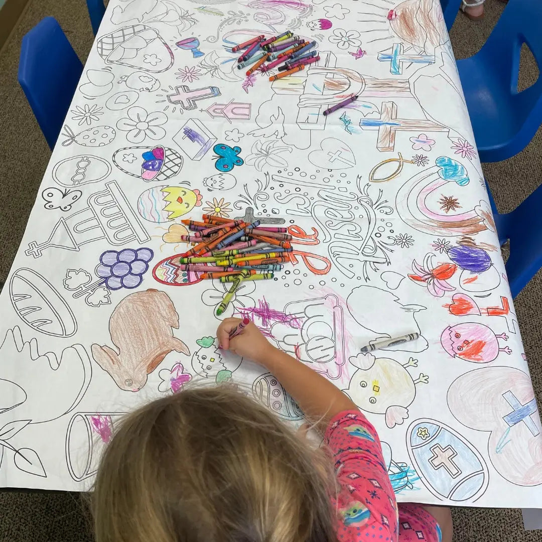 Religious Easter Coloring Tablecloth Seaside-Montessori