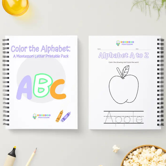 Color the Alphabet: A Montessori Letter Printable Pack Seaside-Montessori