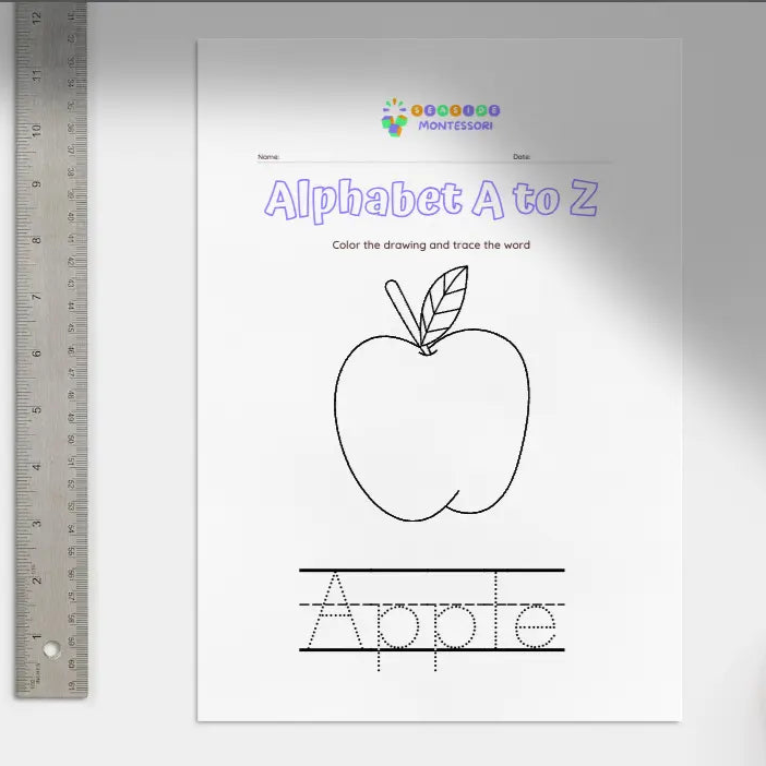 Color the Alphabet: A Montessori Letter Printable Pack Seaside-Montessori