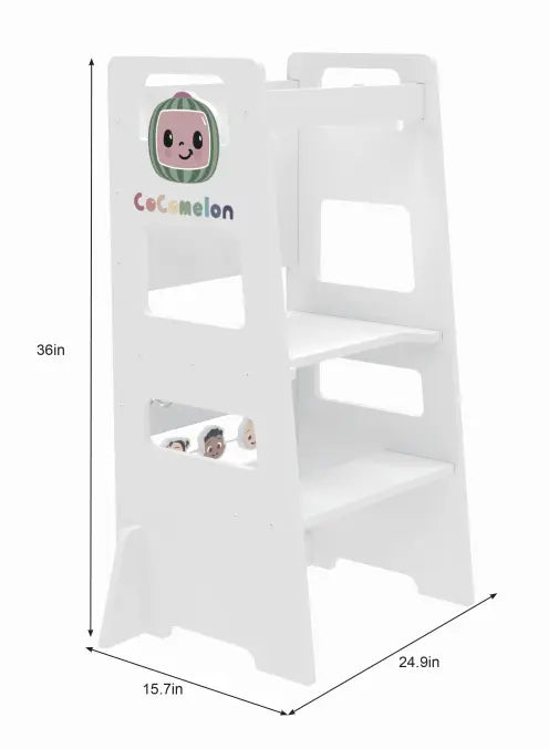 Date CocoMelon 3-in-1 Kitchen Tower for Kids – Step Stool & Chalkboard Learning Helper Avenlur.com