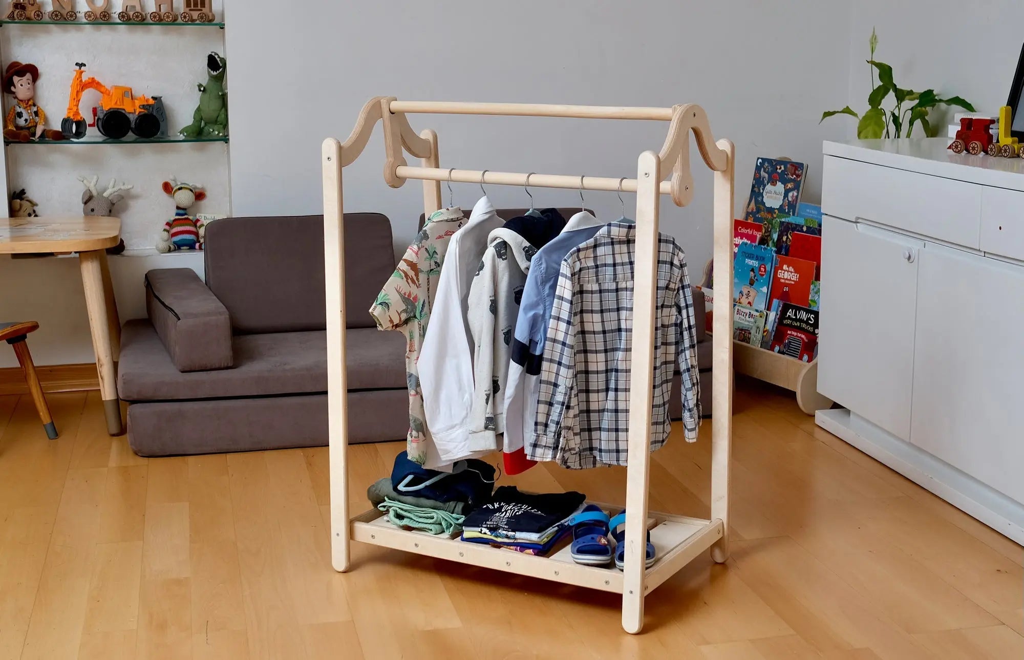 Montessori Wooden Kids Clothing Rack Seaside-Montessori
