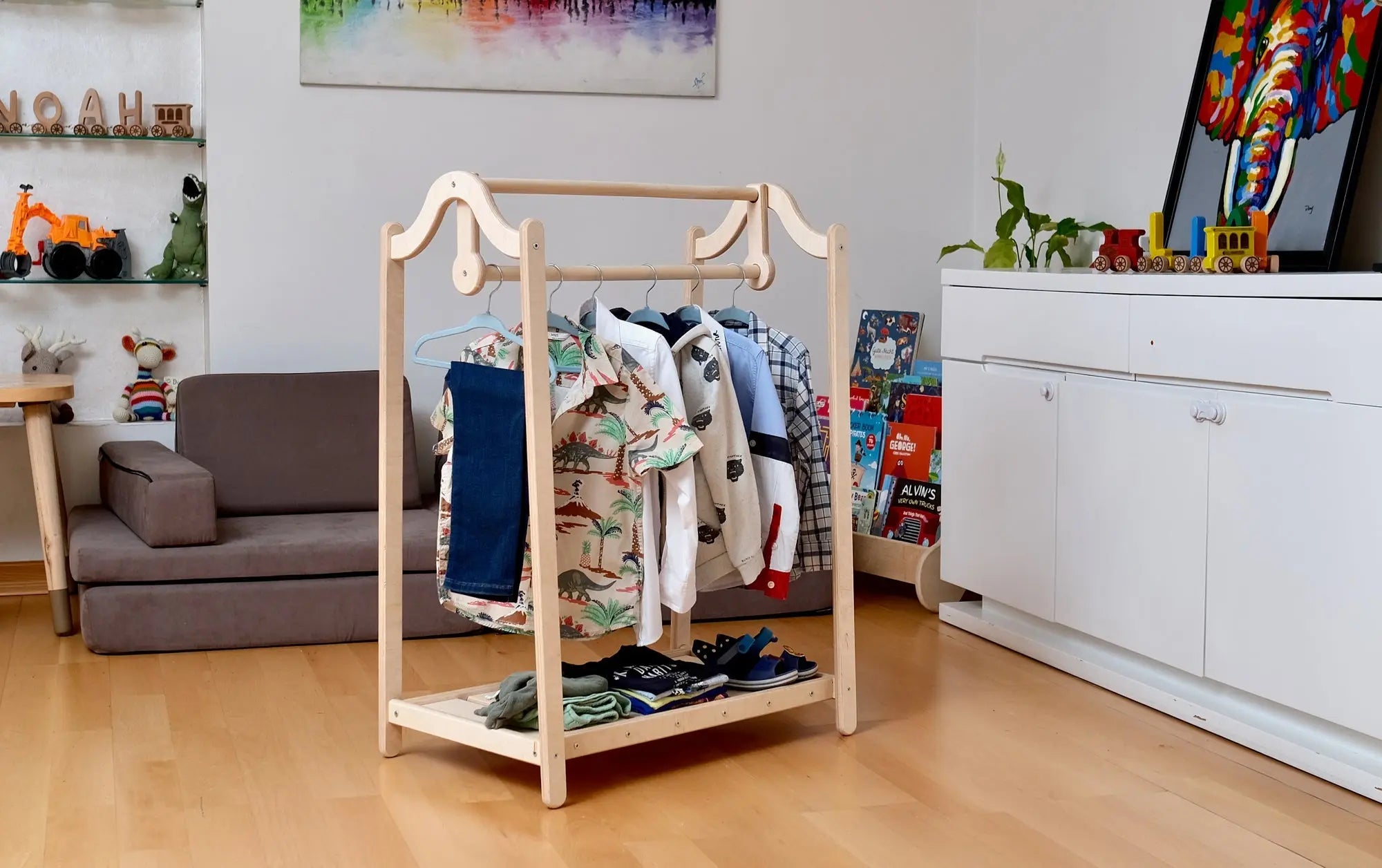 Montessori Wooden Kids Clothing Rack Seaside-Montessori