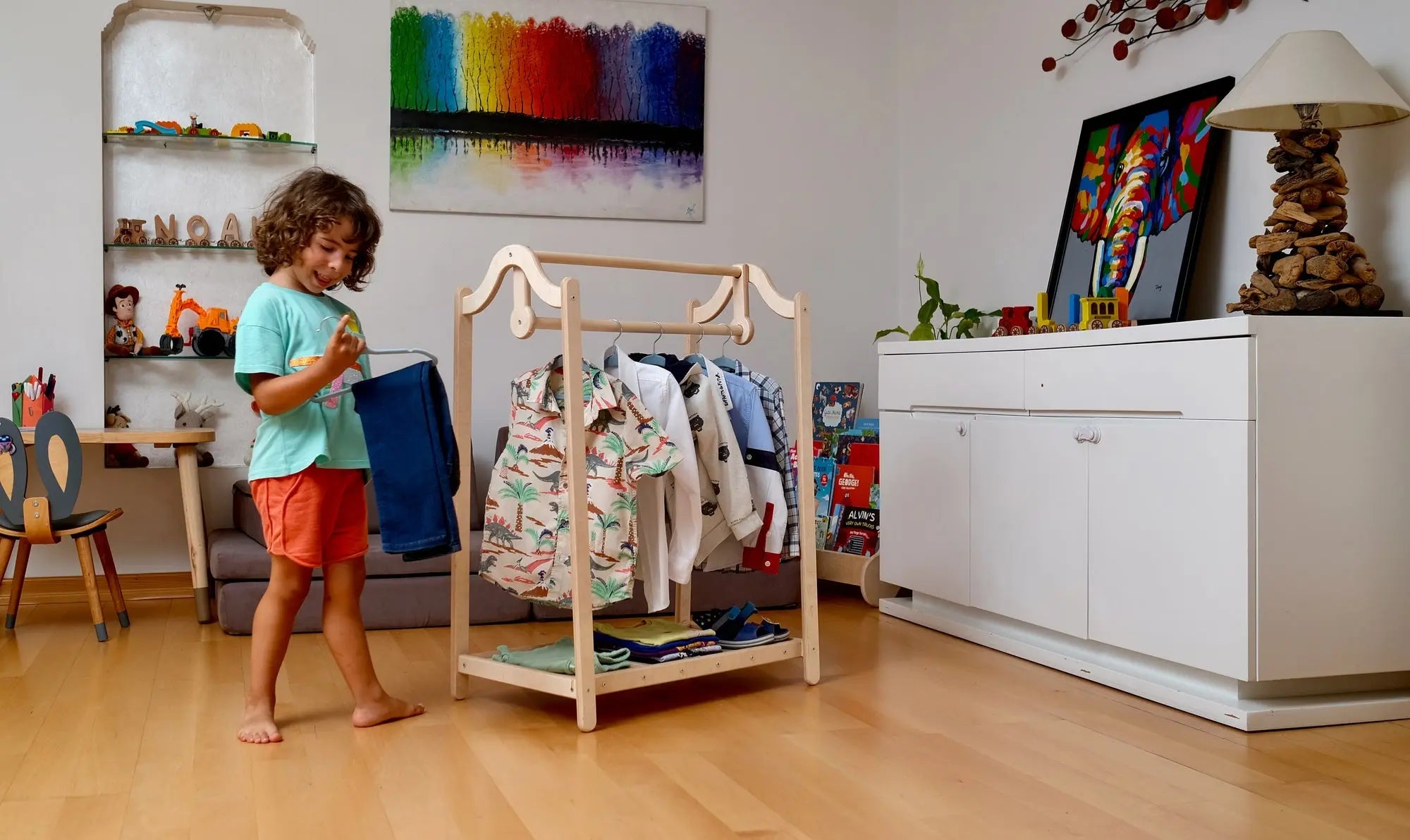 Montessori Wooden Kids Clothing Rack Seaside-Montessori
