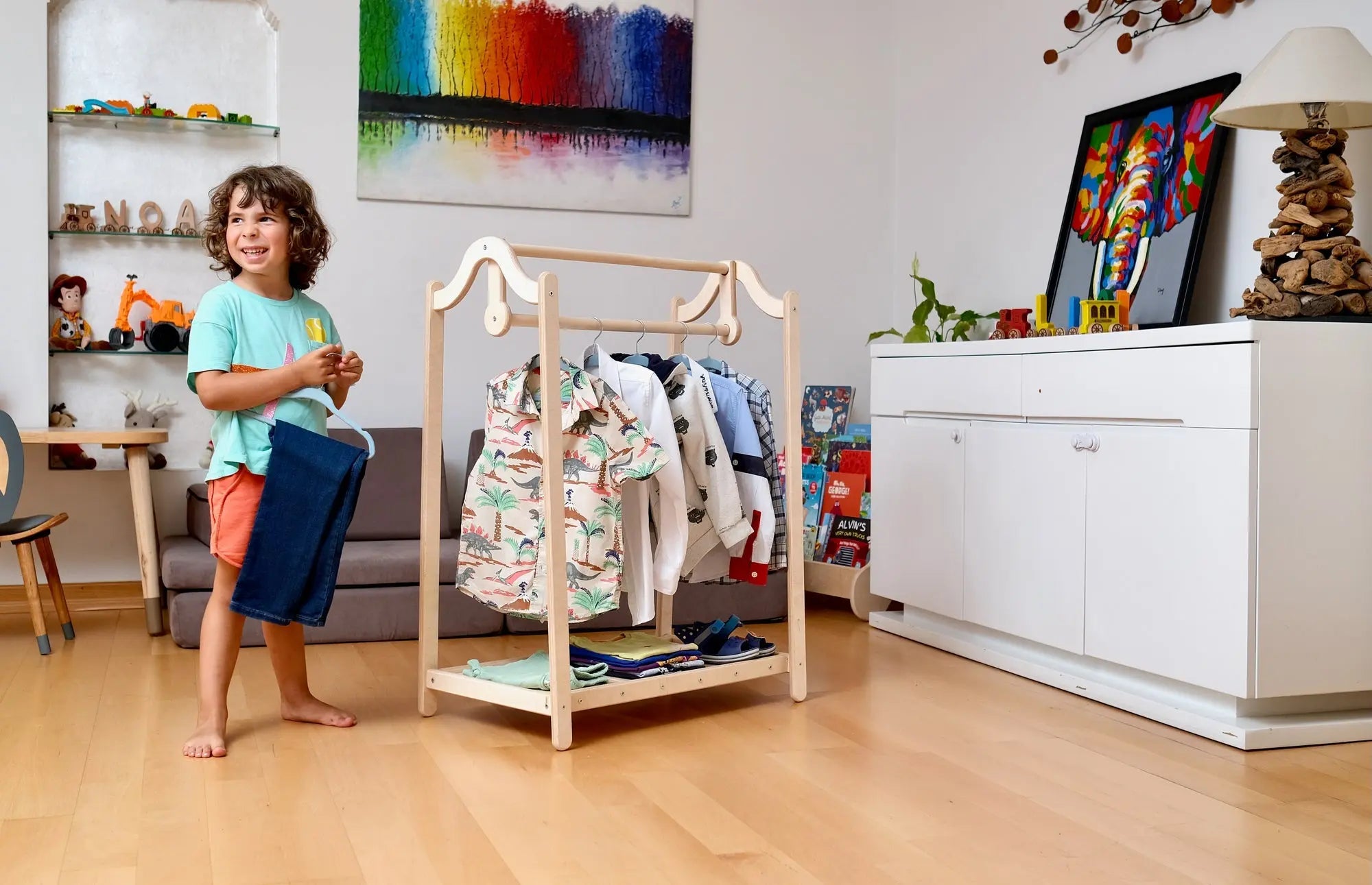Montessori Wooden Kids Clothing Rack Seaside-Montessori