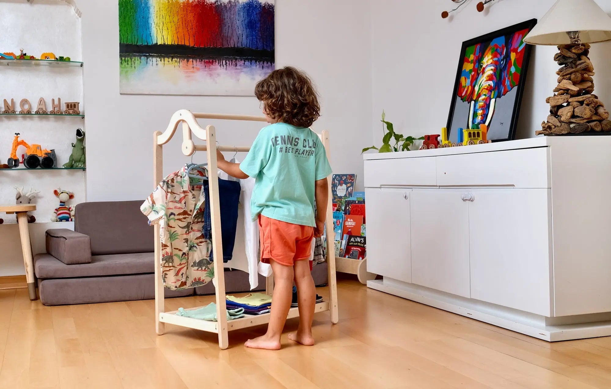 Montessori Wooden Kids Clothing Rack Seaside-Montessori
