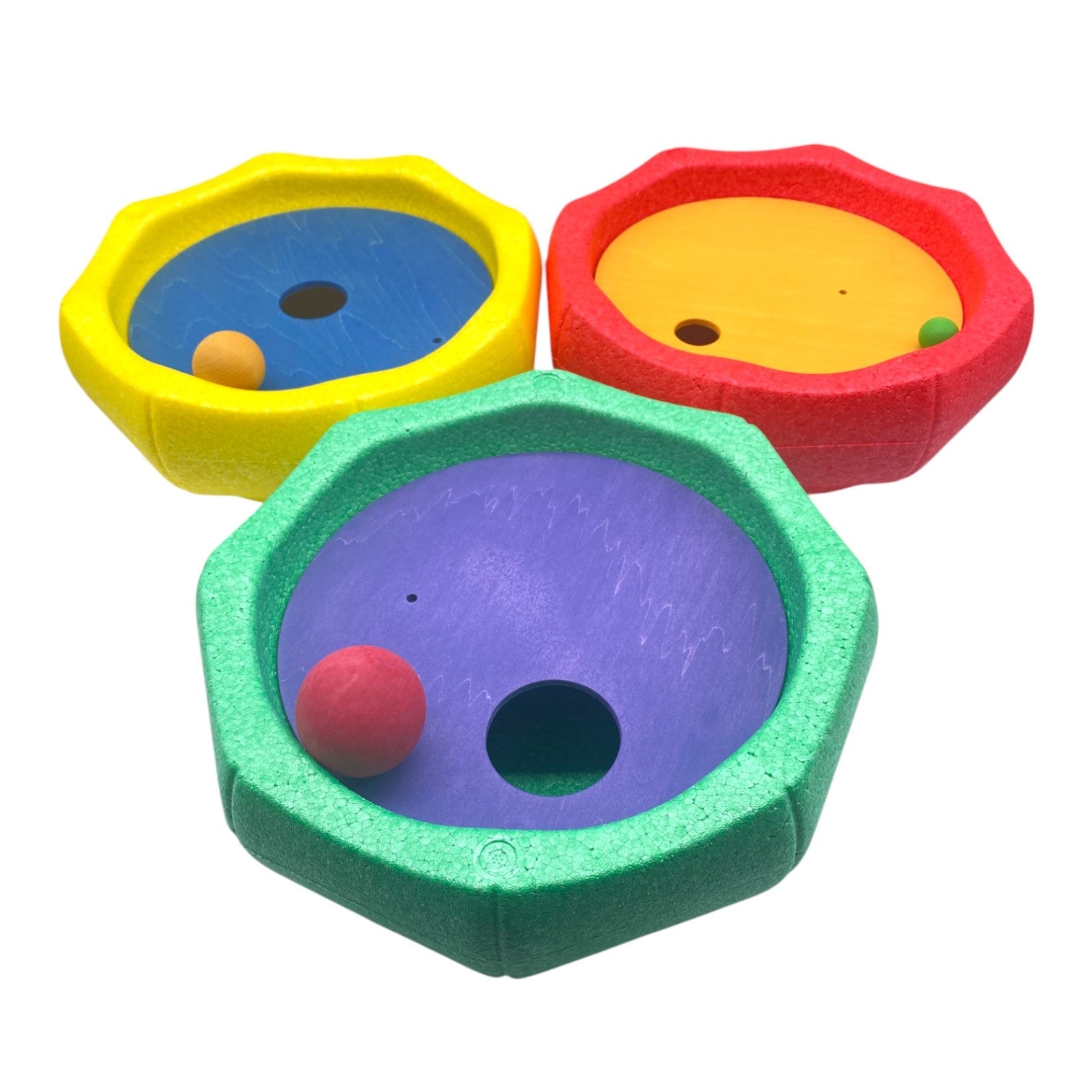 Rolling Discs Set for Stepping Stones with Wooden Balls
