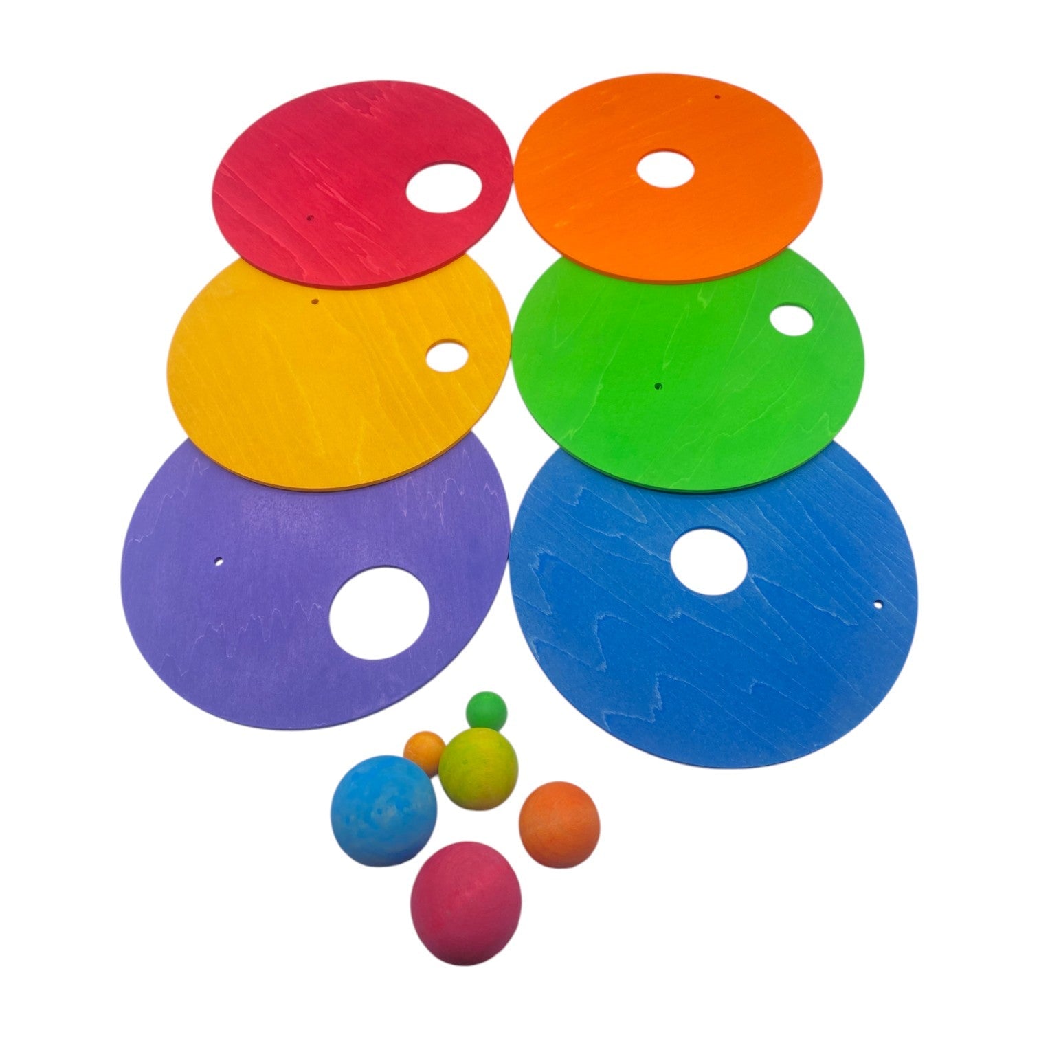 Rolling Discs Set for Stepping Stones with Wooden Balls