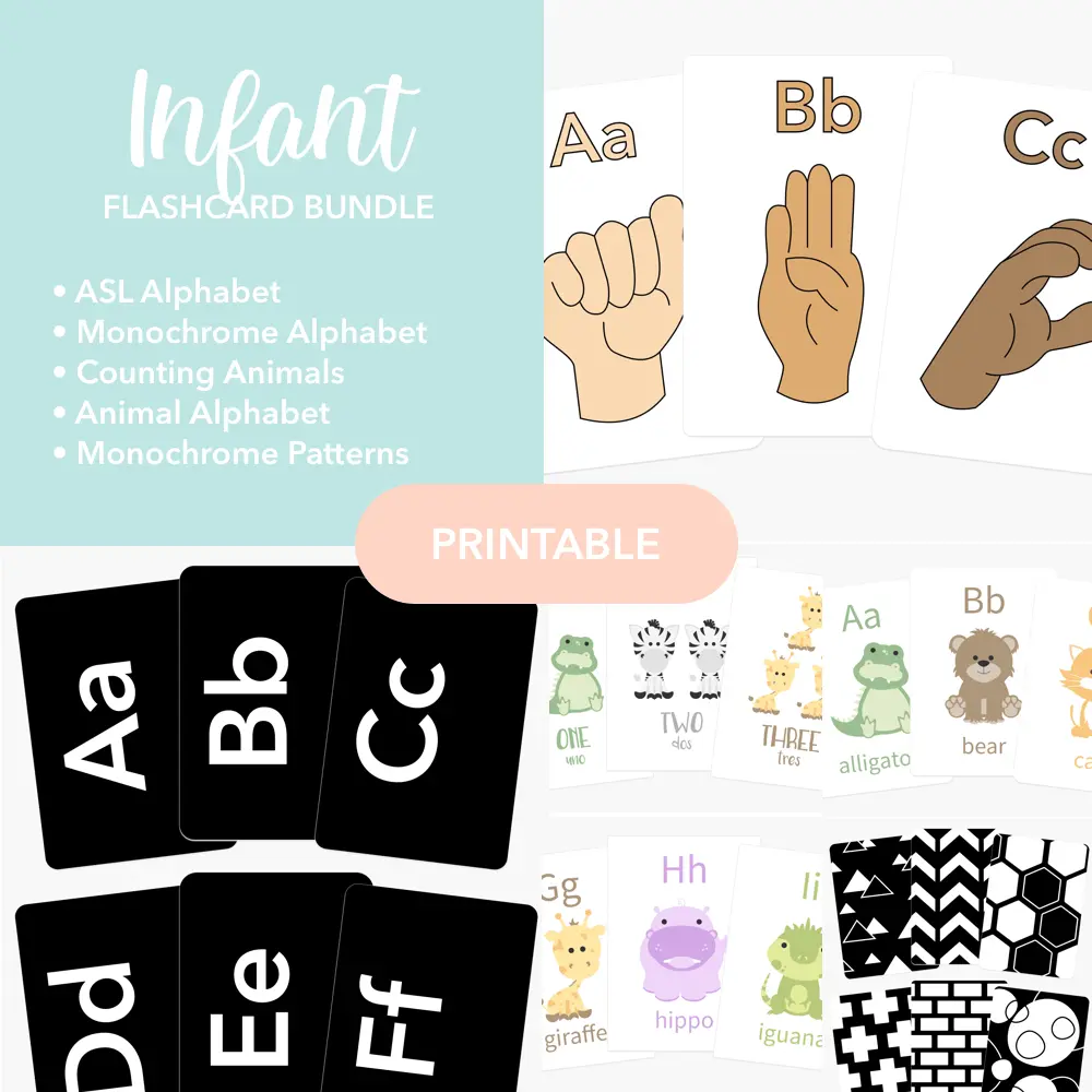 Infant Flashcards Printable Bundle Montessori Early Learning