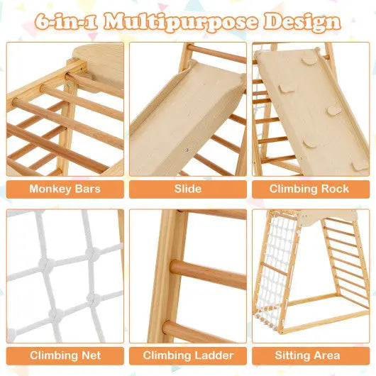 6-in-1 Jungle Gym Wooden Indoor Playground Seaside-Montessori