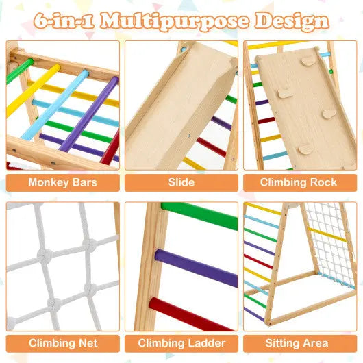 6-in-1 Jungle Gym Wooden Indoor Playground Seaside-Montessori