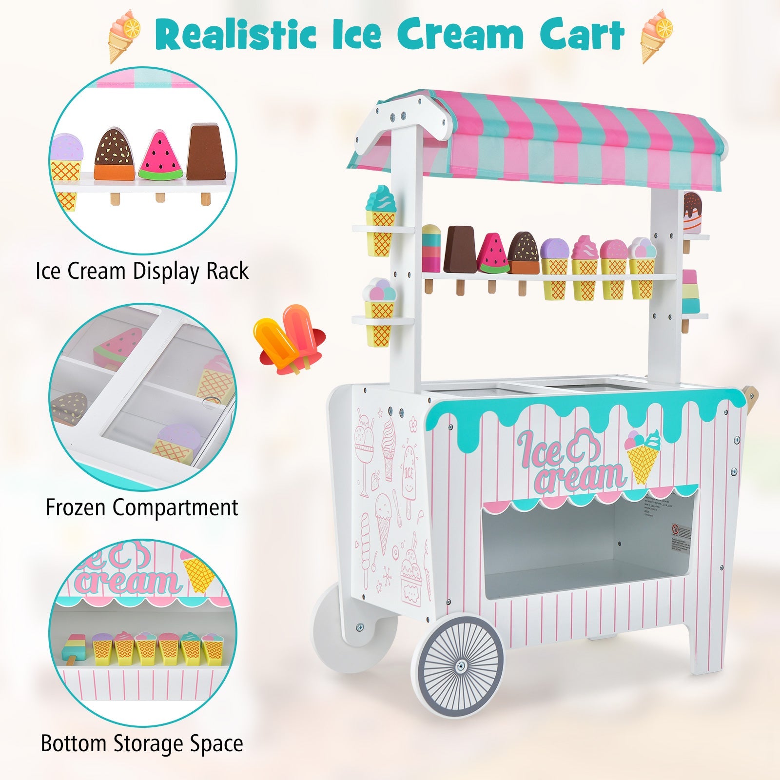 Montessori Wooden Ice Cream Cart Seaside-Montessori