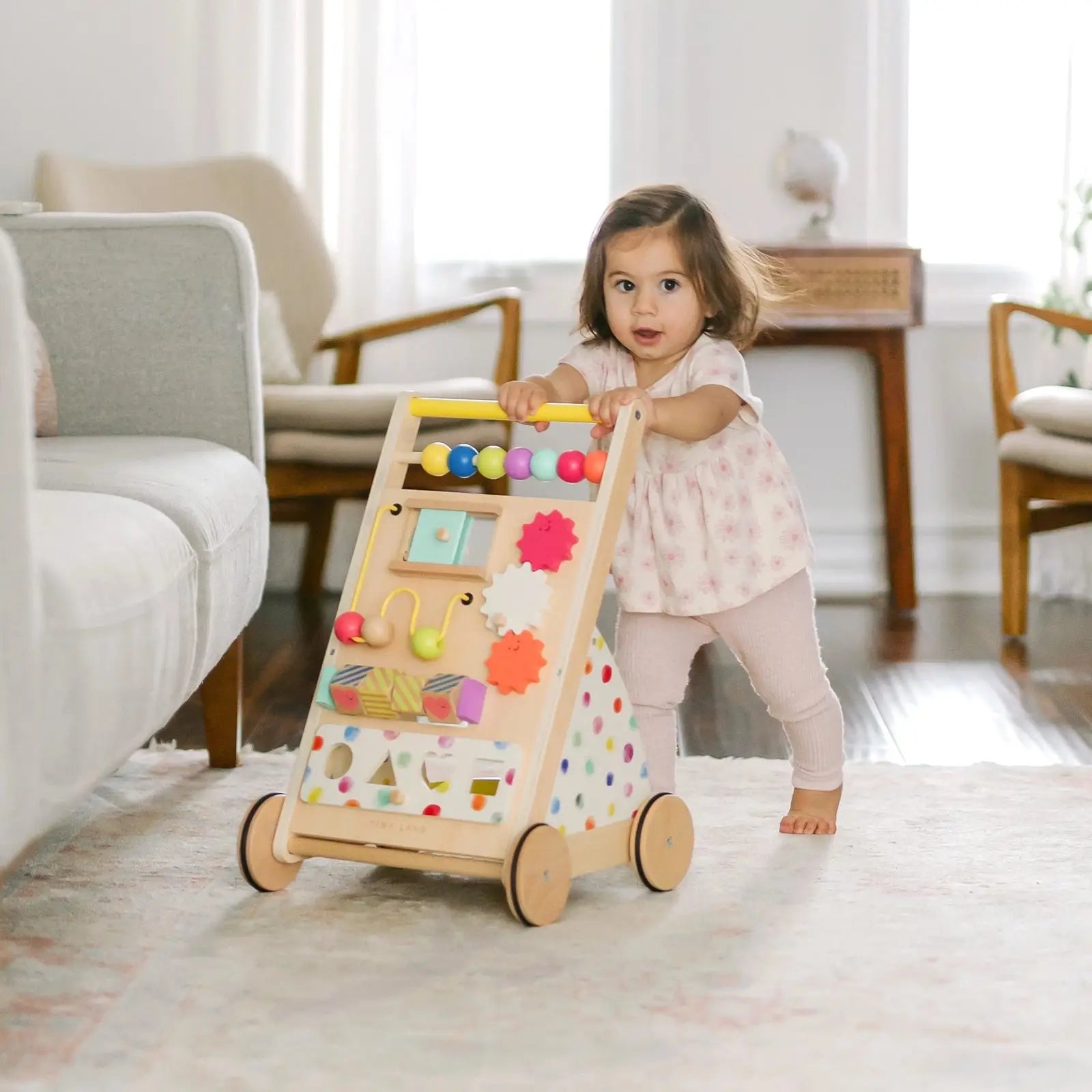 Montessori Wooden Baby Walker — Rainbow Activity Push Toy for Infants & Toddlers Tiny Land INC