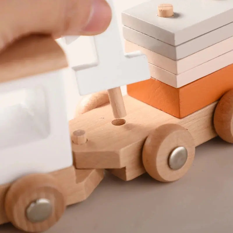 Wooden Train Birthday Toy  Montessori Toys Baby Educational Toys  Wooden Trolley  Baby Learning Toys  Number Of Wood Baby's Toys Seaside-Montessori