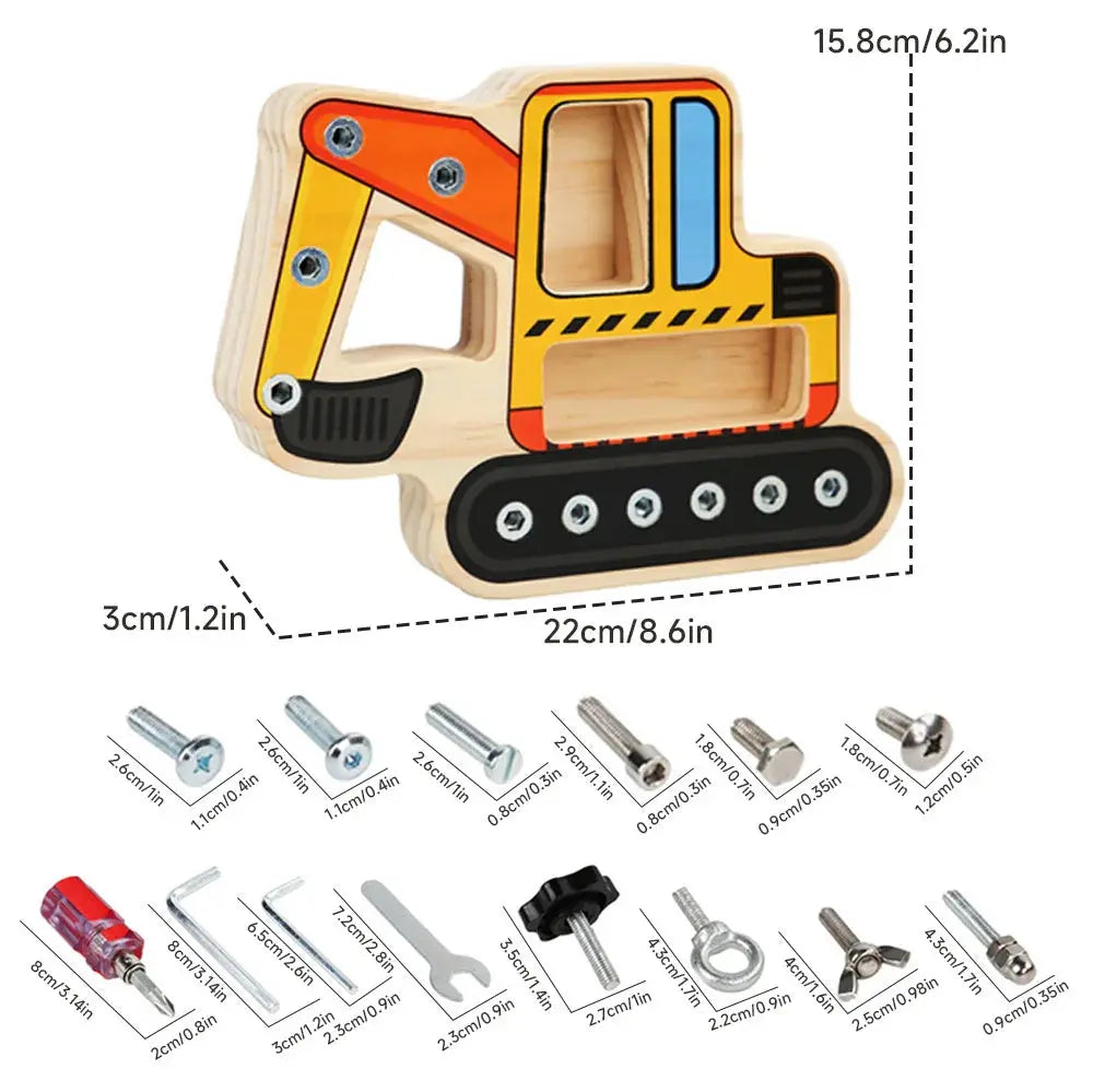 Excavator Fun Screw Driver Board Seaside-Montessori