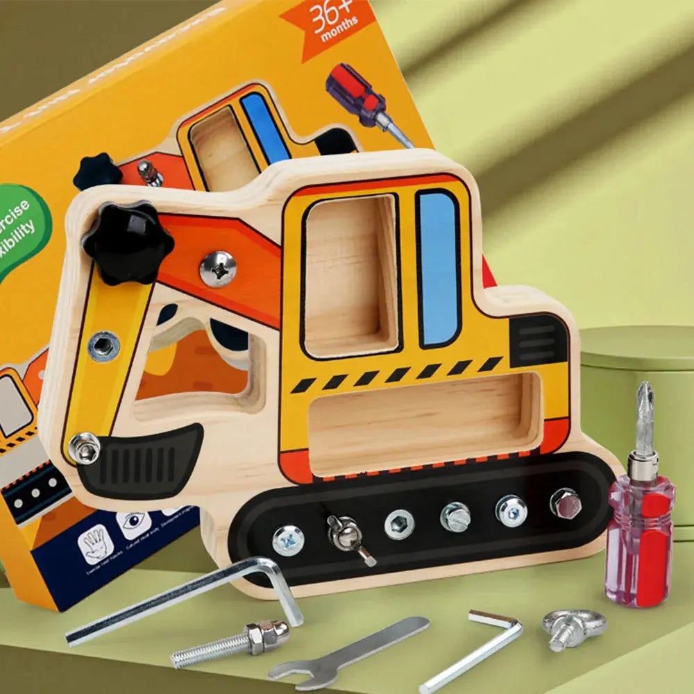 Excavator Fun Screw Driver Board Seaside-Montessori