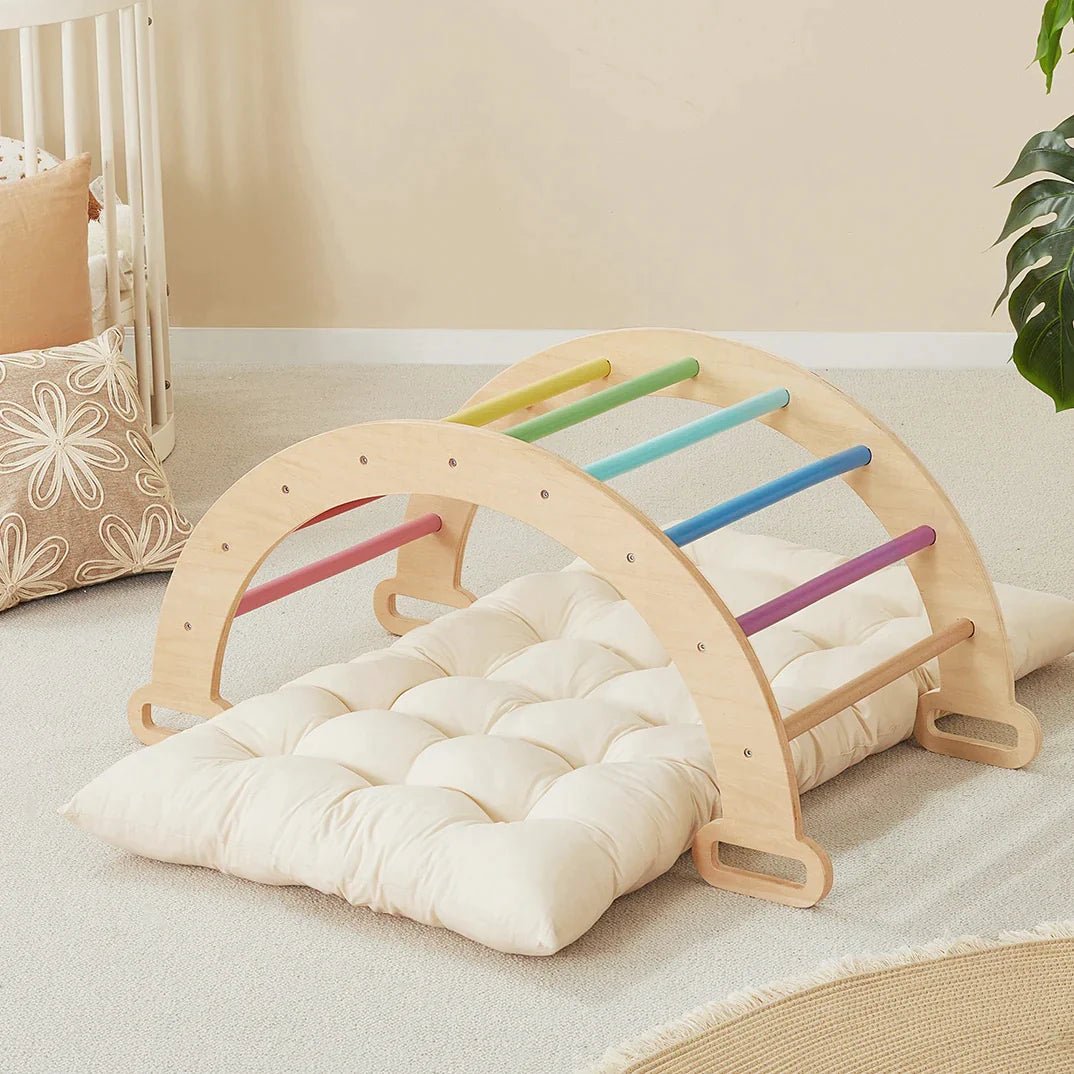 7-in-1 Rainbow Climbing Set with Play Pad Tiny Land