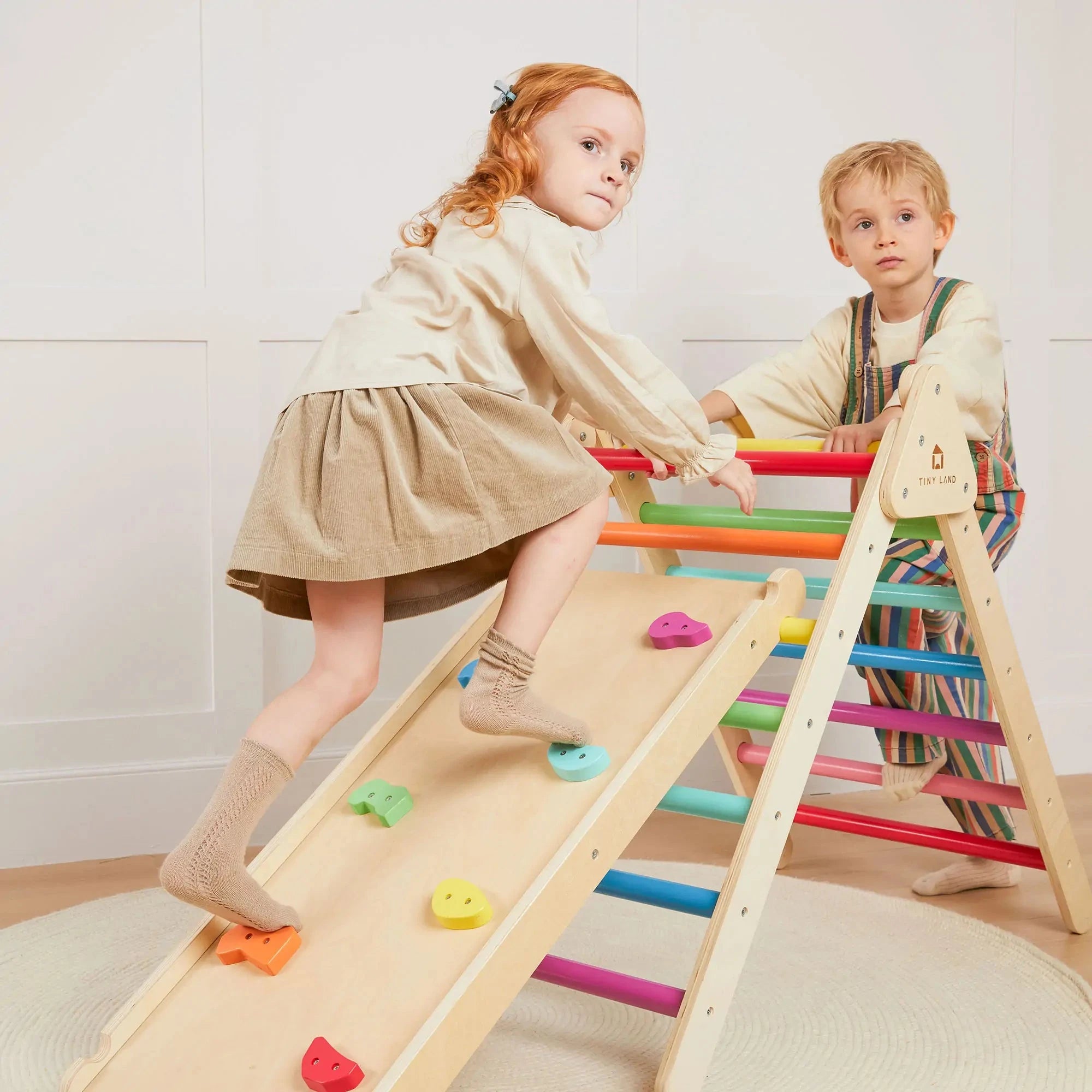 7-in-1 Rainbow Climbing Set with Play Pad Tiny Land