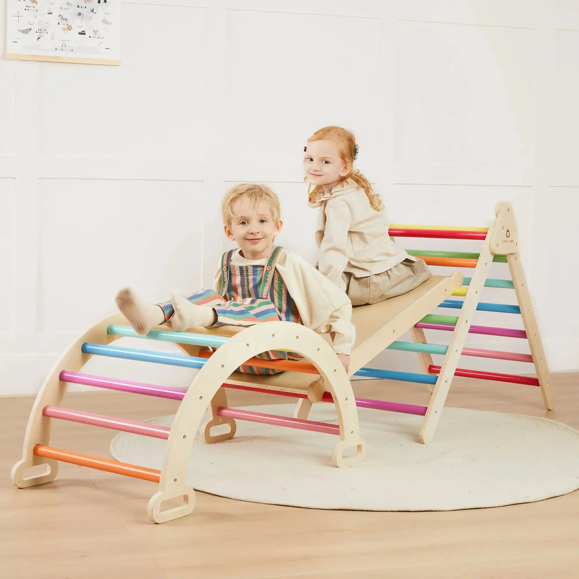 7-in-1 Rainbow Climbing Set with Play Pad Tiny Land