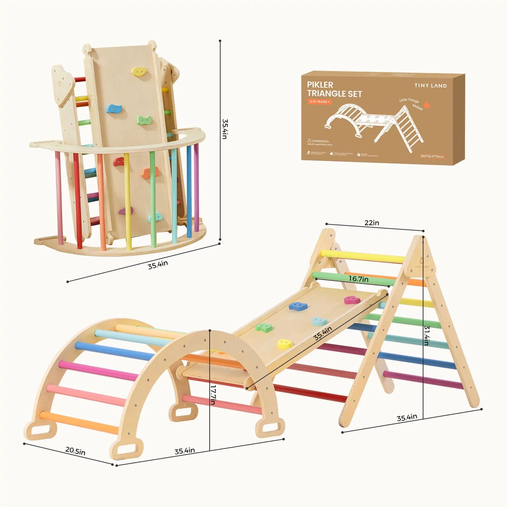 7-in-1 Rainbow Climbing Set with Play Pad Tiny Land