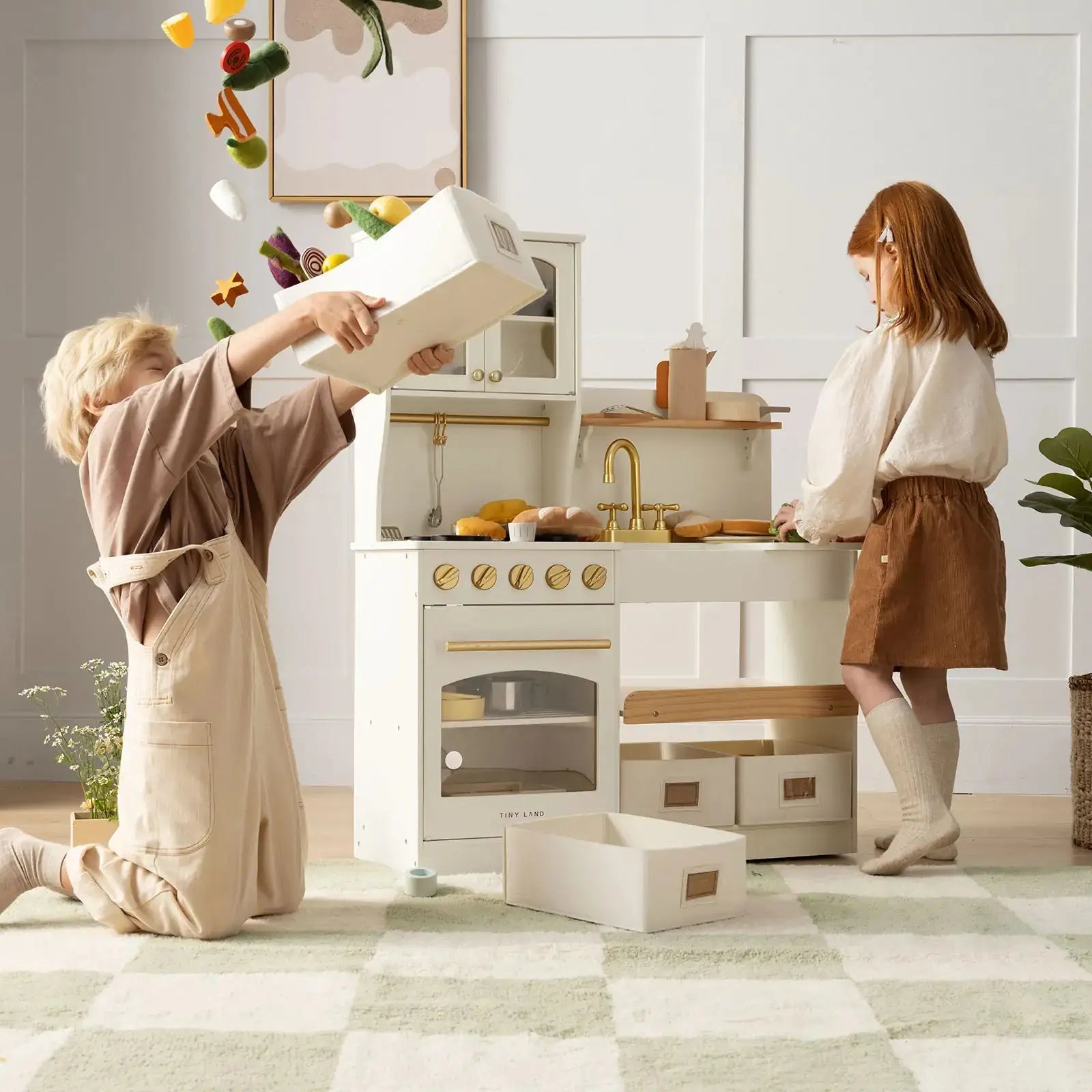 Tiny Land® Wooden Play Kitchen with Storage for Creative Toddlers Tiny Land INC