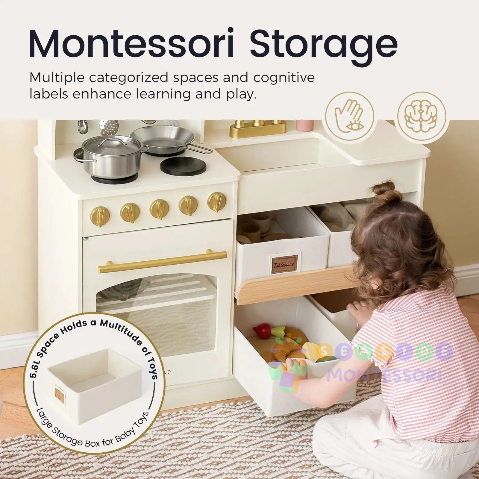 Tiny Land® Wooden Play Kitchen with Storage for Creative Toddlers Tiny Land INC