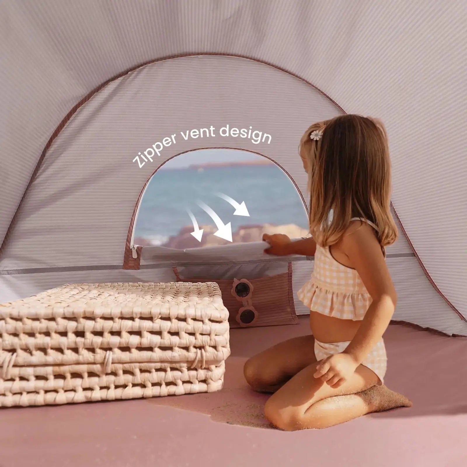 Beach Tent for Kids with Sand Toys – Blush Pink - Seaside-Montessori