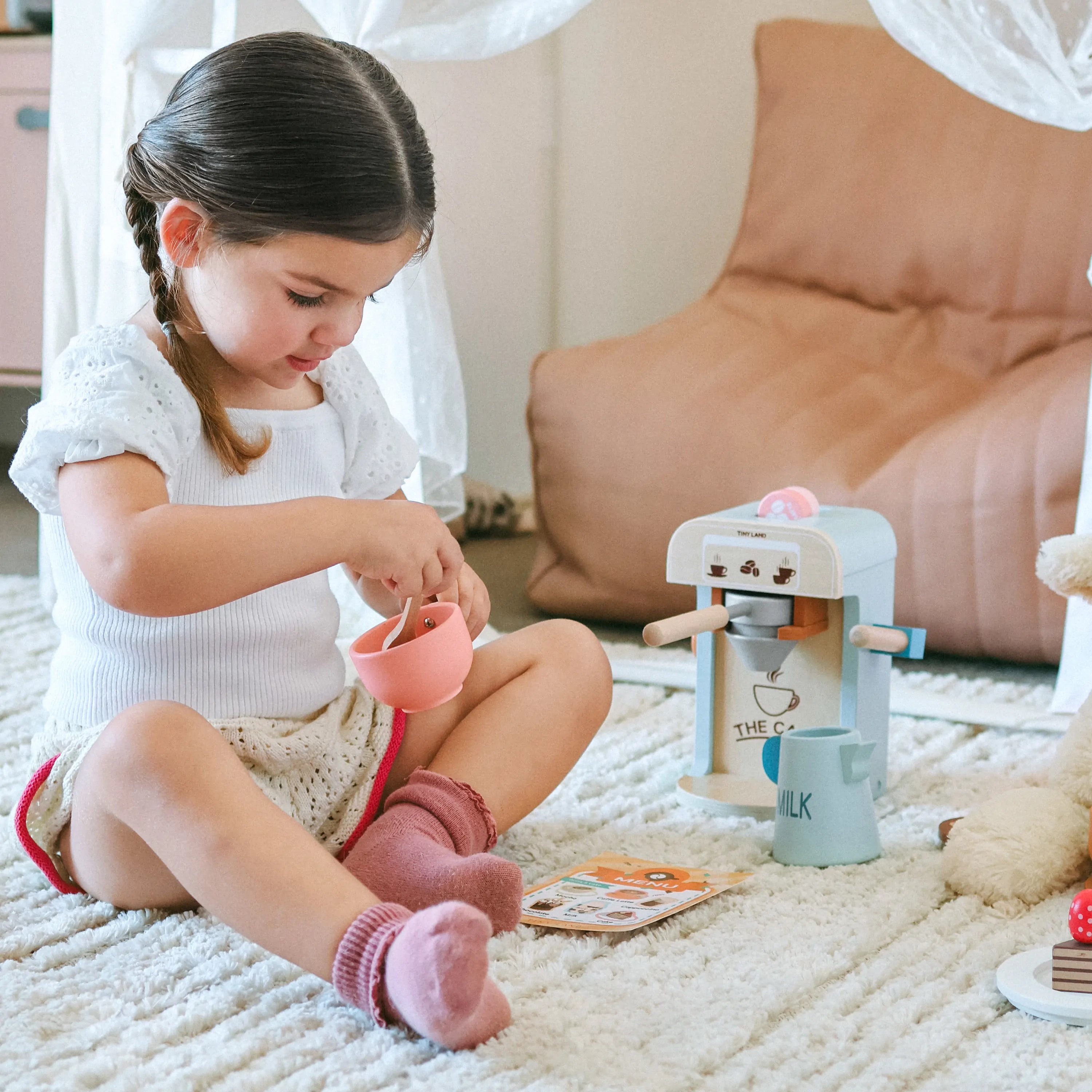 Wooden Kids Play Coffee Maker Set