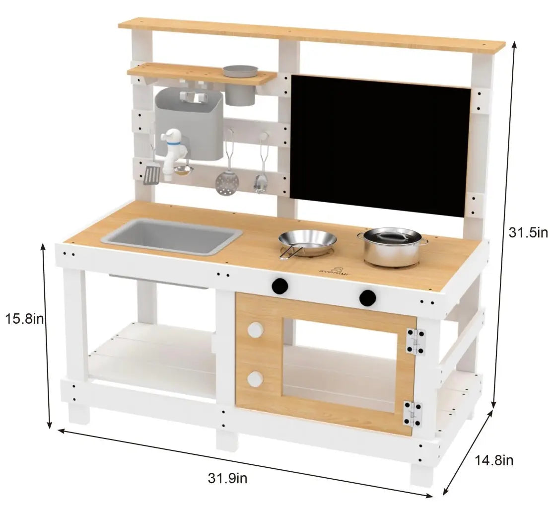 Avenlur Woodland Mud Kitchen – Montessori Outdoor Wooden Play Kitchen Avenlur.com