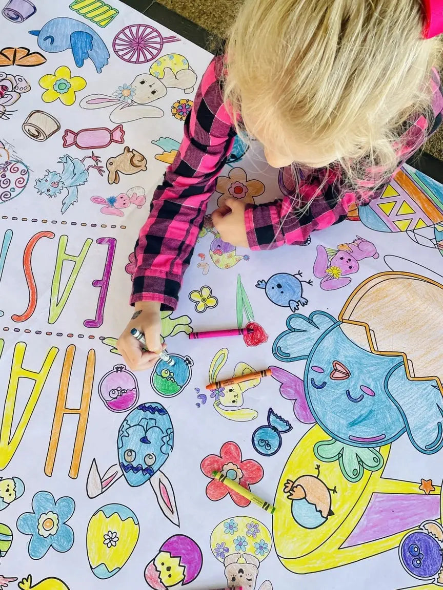 Kids Easter Coloring Tablecloth Activity Seaside-Montessori