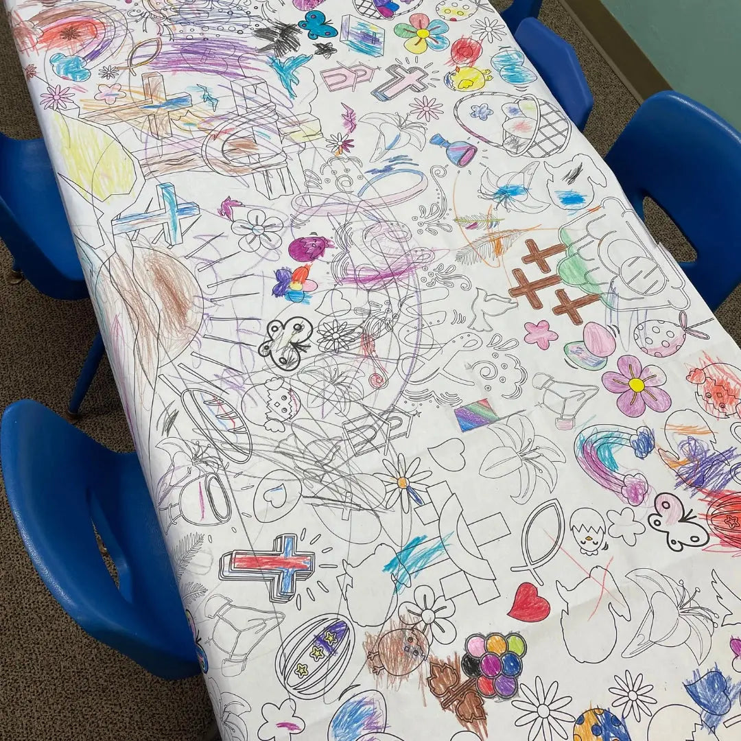 Religious Easter Coloring Tablecloth Seaside-Montessori