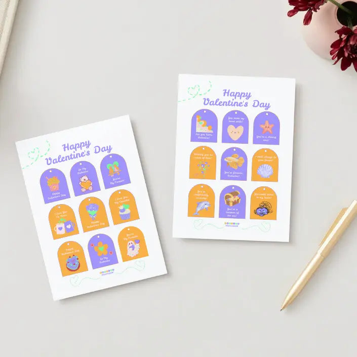 Free Printable: Seaside Valentine Classroom Cards - Seaside-Montessori