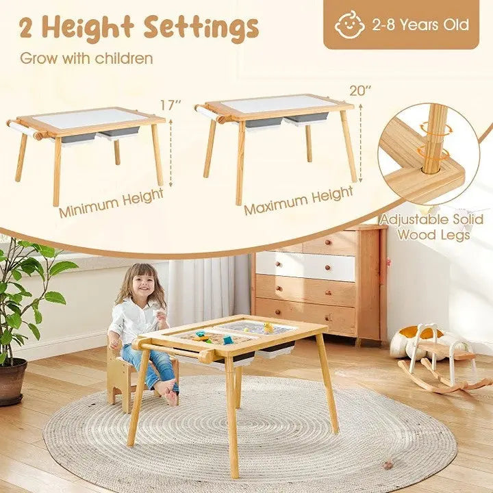 Montessori Sensory Table and Chair Set with Foldable Bins Seaside-Montessori