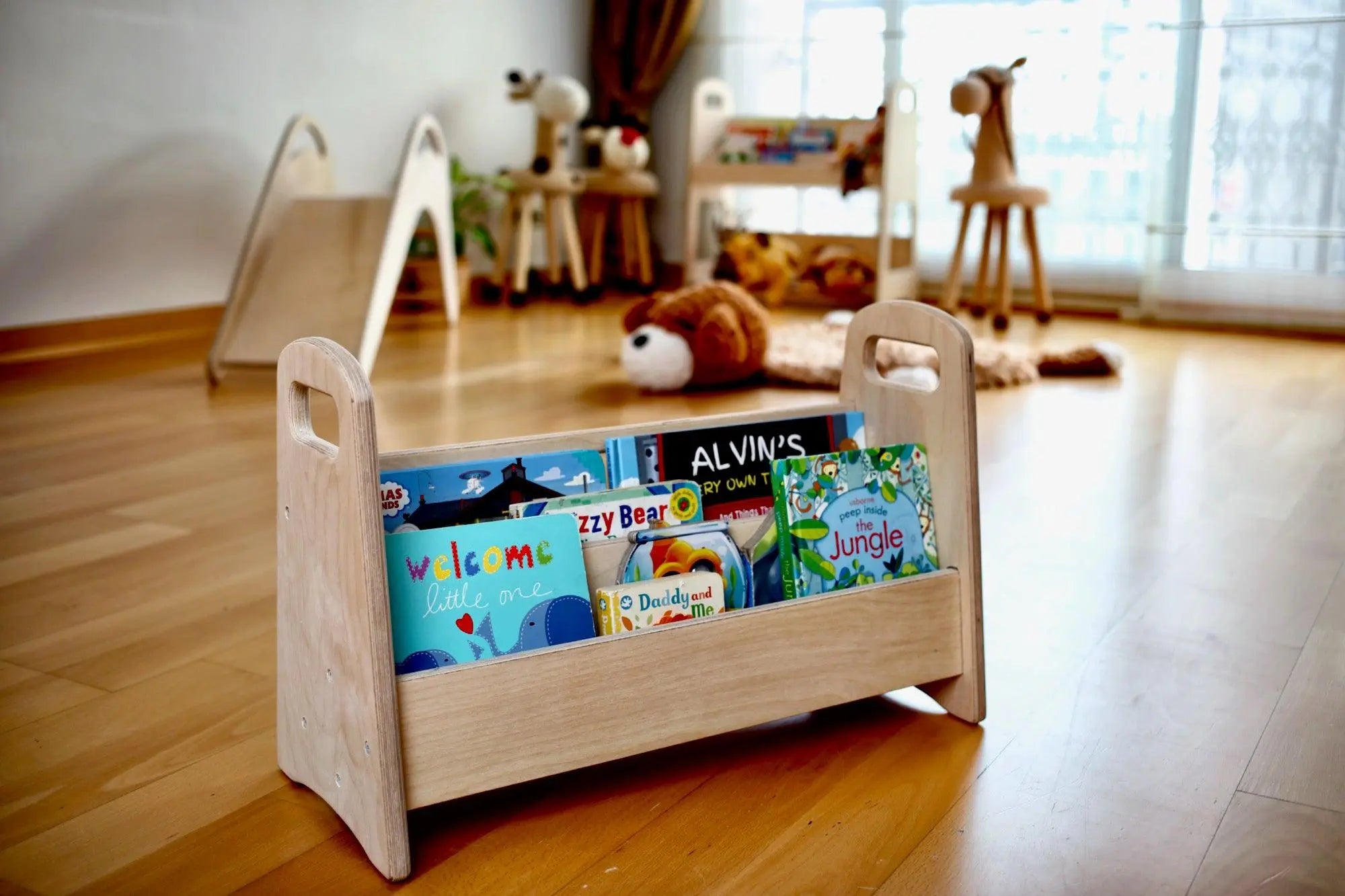 Wooden Bookshelf Seaside-Montessori