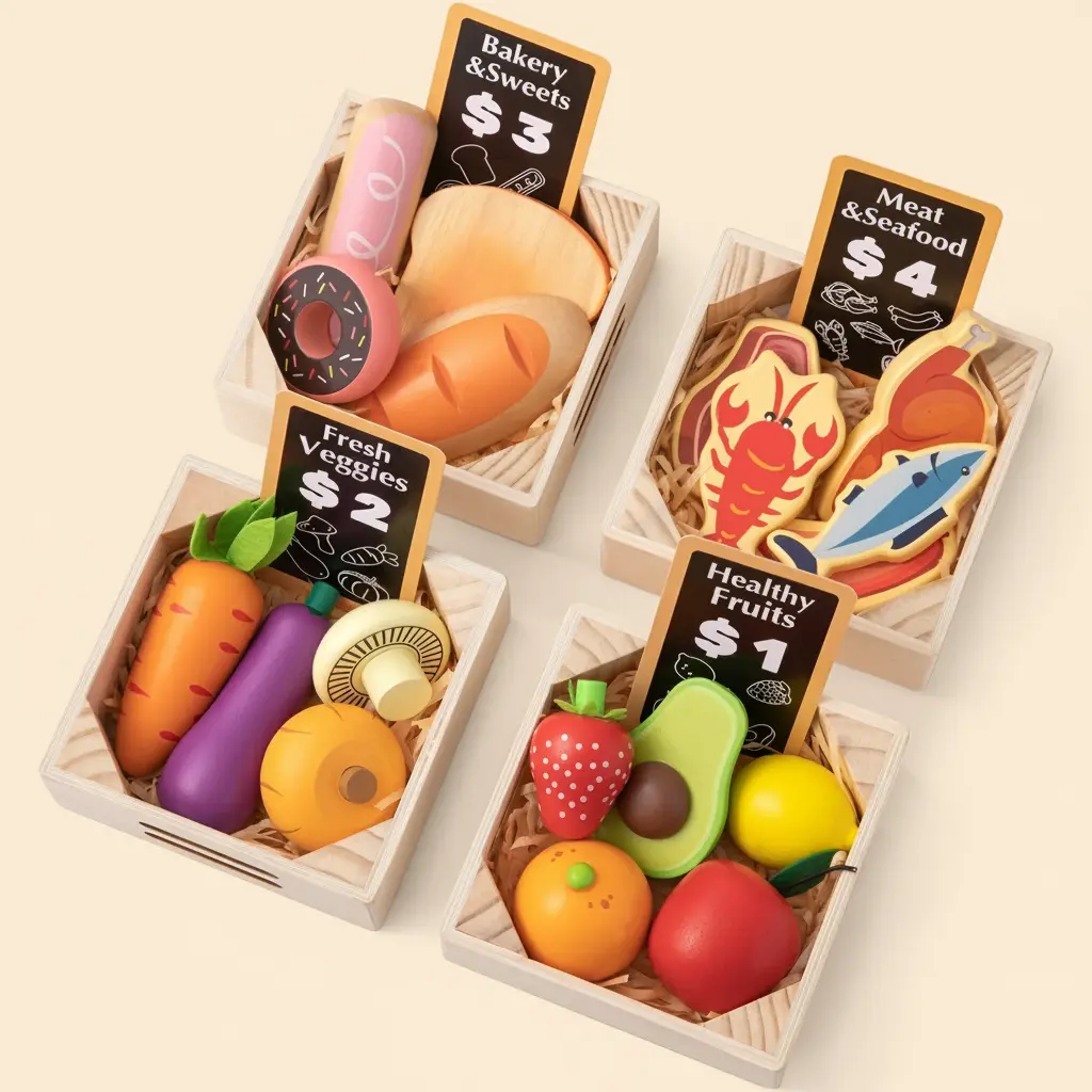 Tiny Land® Wooden Play Food Set - Seaside-Montessori