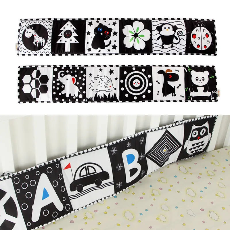 Market black and white bed cover book baby crib cover baby r can bite baby cloth book Hypersku