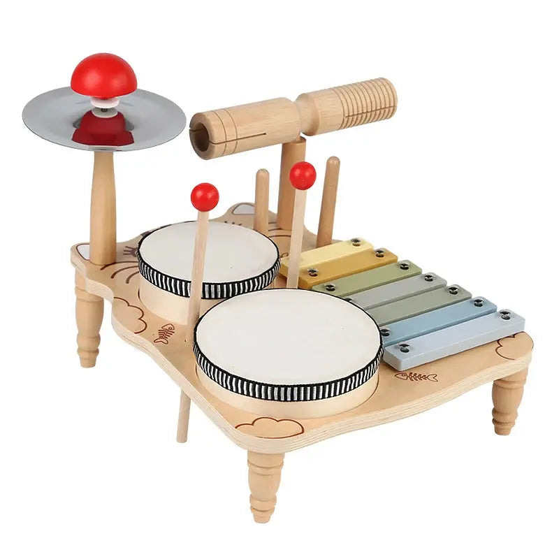 Multifunctional Wooden Drum Stand - Seaside-Montessori