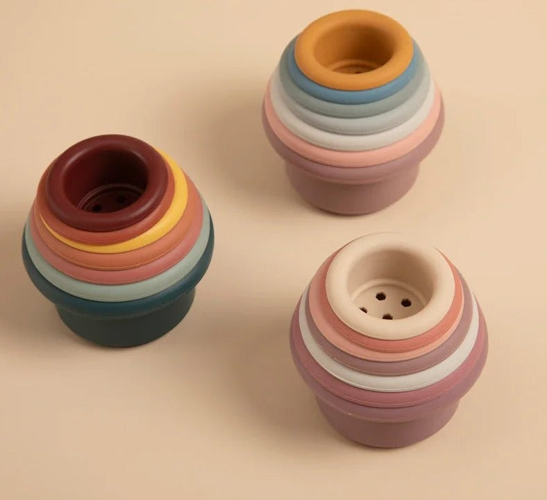 Silicone Stackable Cups Seaside-Montessori