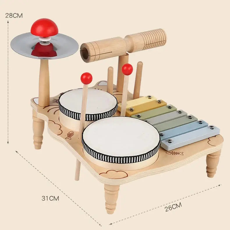 Multifunctional Wooden Drum Stand - Seaside-Montessori