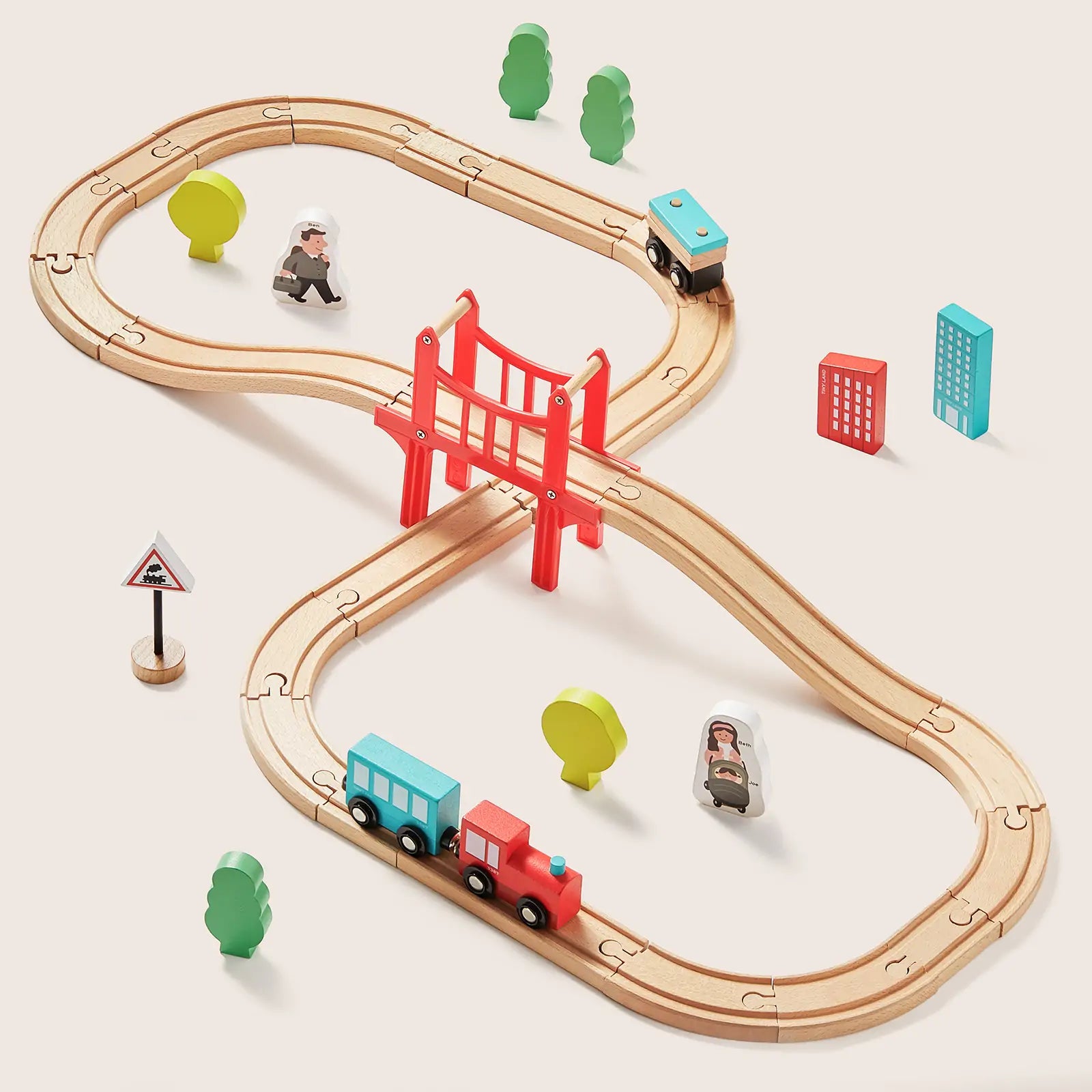 Tiny Land® Wooden Train Set for Children 