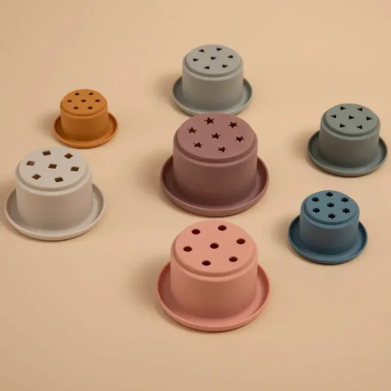 Silicone Stackable Cups Seaside-Montessori